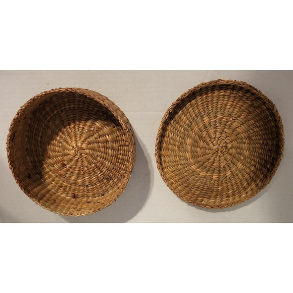 VTG Lot of 3 Oval w/stripe 2 Round Sweetgrass Natural Baskets with Lids Trinket - Picture 8 of 8